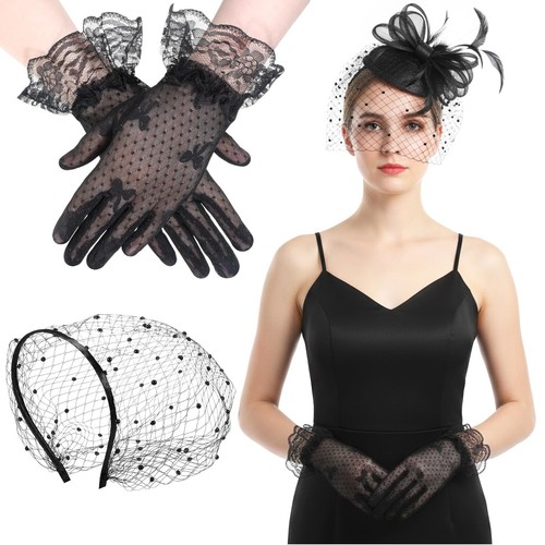 Birdcage veil black mesh face - birdcage,