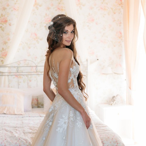 White mesh birdcage veil - white,