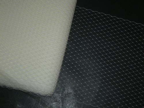 White birdcage bridal veil