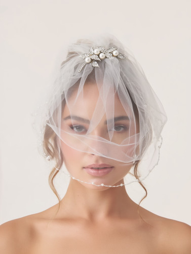 Birdcage veil white tulle - birdcage,